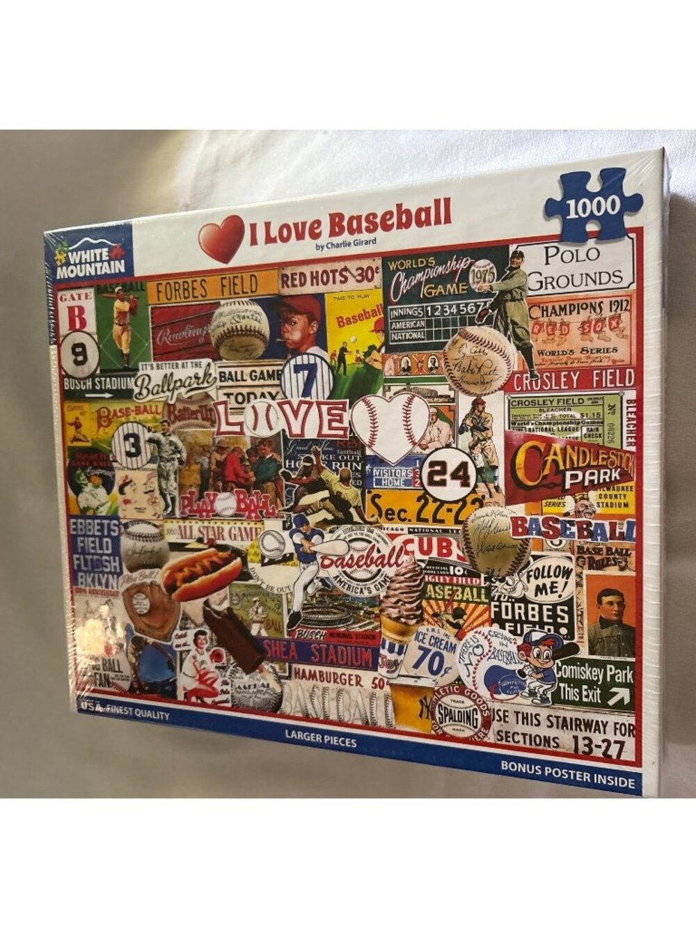 I Love Baseball 1000-Piece Jigsaw Puzzle By White Mountain Larger Pieces Poster
